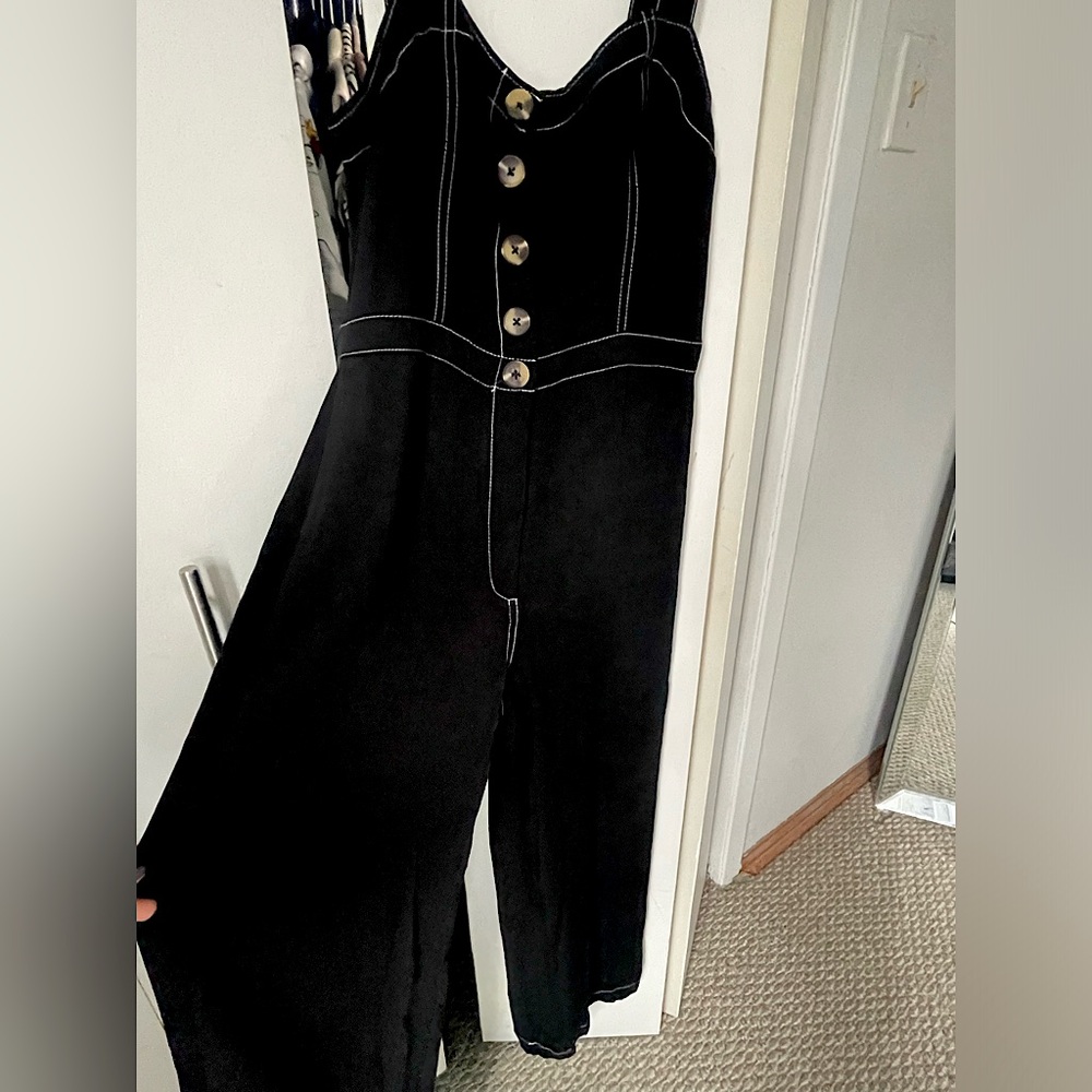 Black Jumpsuit with white stitching and buttons from Abercrombie & Fitch XS